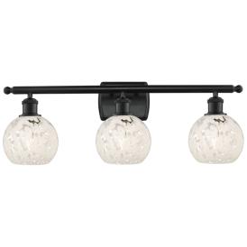Ballston 26" Wide 3 Light Matte Black Bath Light With White Mouchette Ballston 26" Wide 3 Light Matte Black Bath Light With White Mouchette