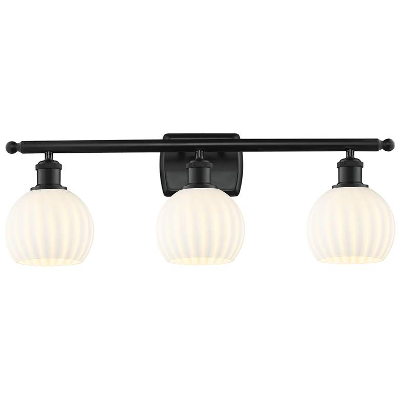 Image 1 Ballston 26" Wide 3 Light Matte Black Bath Light With White Venetian S