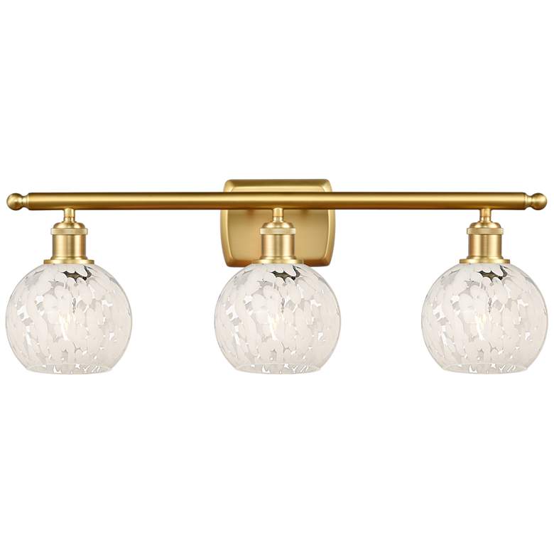 Image 1 Ballston 26" Wide 3 Light Satin Gold Bath Light With White Mouchette S
