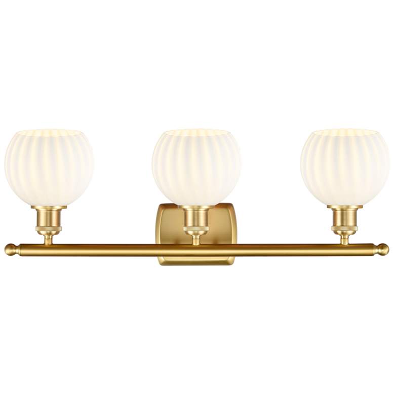 Image 2 Ballston 26" Wide 3 Light Satin Gold Bath Light With White Venetian Sh more views