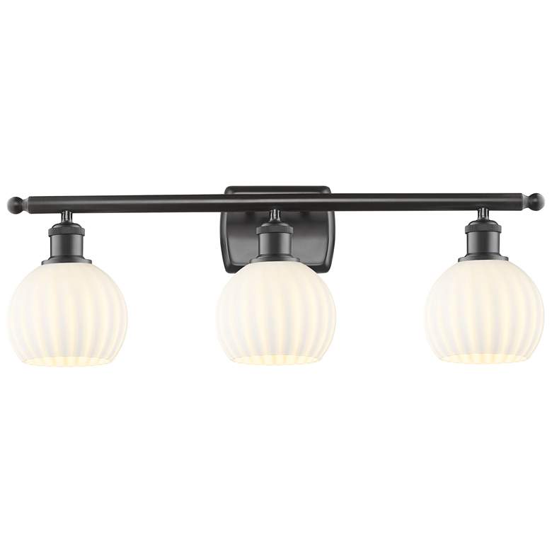 Image 1 Ballston 26"W 3 Light Oil Rubbed Bronze Bath Light w/ White Venetian S