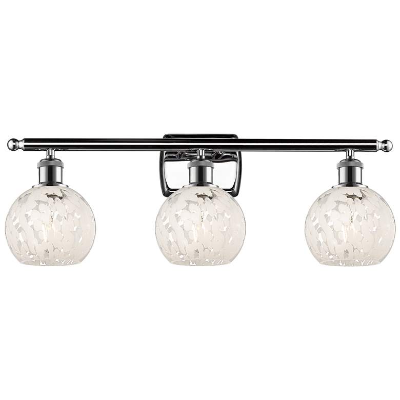 Image 1 Ballston 26"W 3 Light Polished Chrome Bath Light w/ White Mouchette Sh