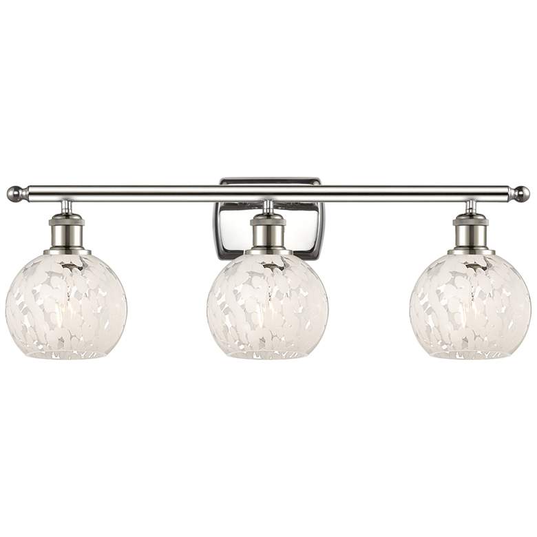 Image 1 Ballston 26"W 3 Light Polished Nickel Bath Light w/ White Mouchette Sh