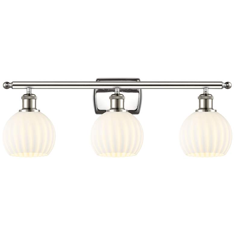 Image 1 Ballston 26"W 3 Light Polished Nickel Bath Light w/ White Venetian Sha
