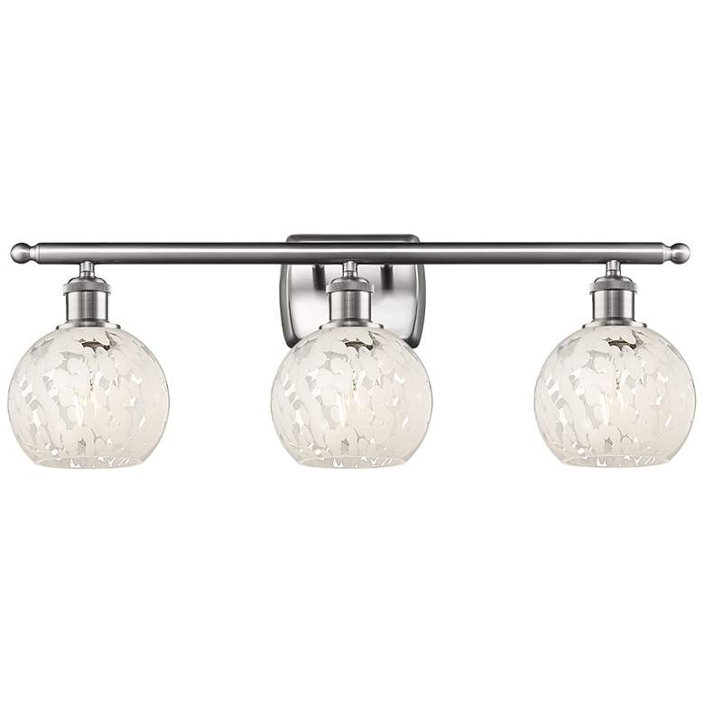 Image 1 Ballston 26"W 3 Light Satin Nickel Bath Light w/ White Mouchette Shade