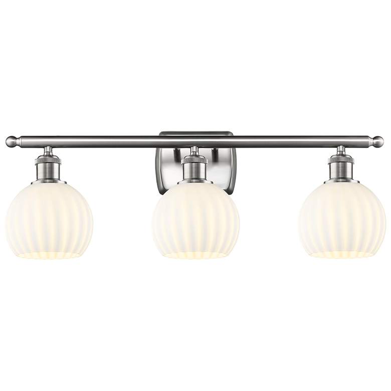 Image 1 Ballston 26"W 3 Light Satin Nickel Bath Light w/ White Venetian Shade