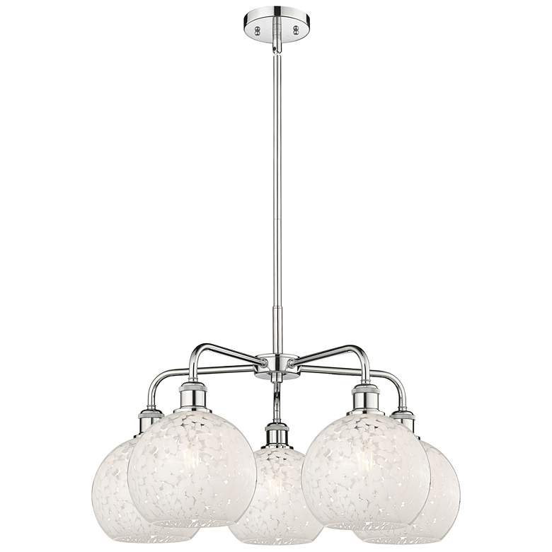 Image 1 Ballston 26"W 5 Light Chrome Stemmed Chandelier w/ White Mouchette Sha