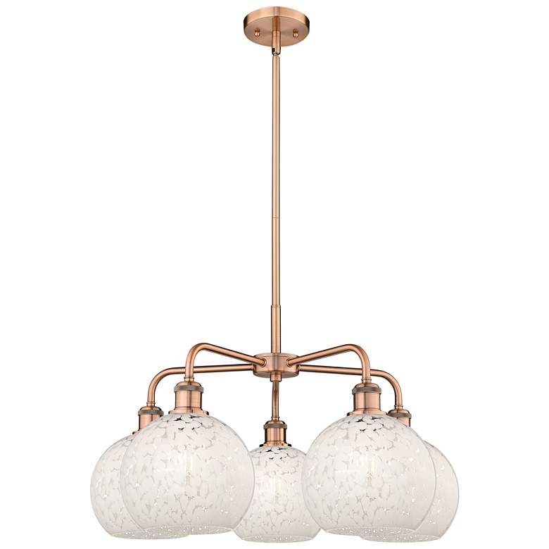 Image 1 Ballston 26"W 5 Light Copper Stemmed Chandelier w/ White Mouchette Sha