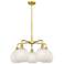 Ballston 26"W 5 Light Gold Stemmed Chandelier w/ White Mouchette Shade