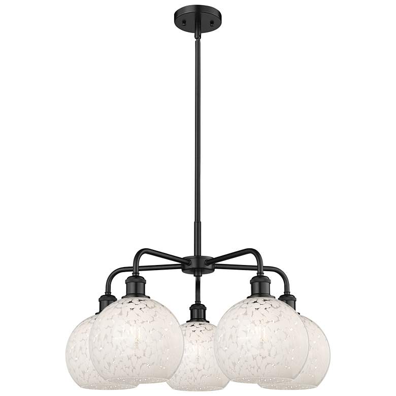 Image 1 Ballston 26"W 5 Light Matte Black Stemmed Chandelier w/ Mouchette Shad