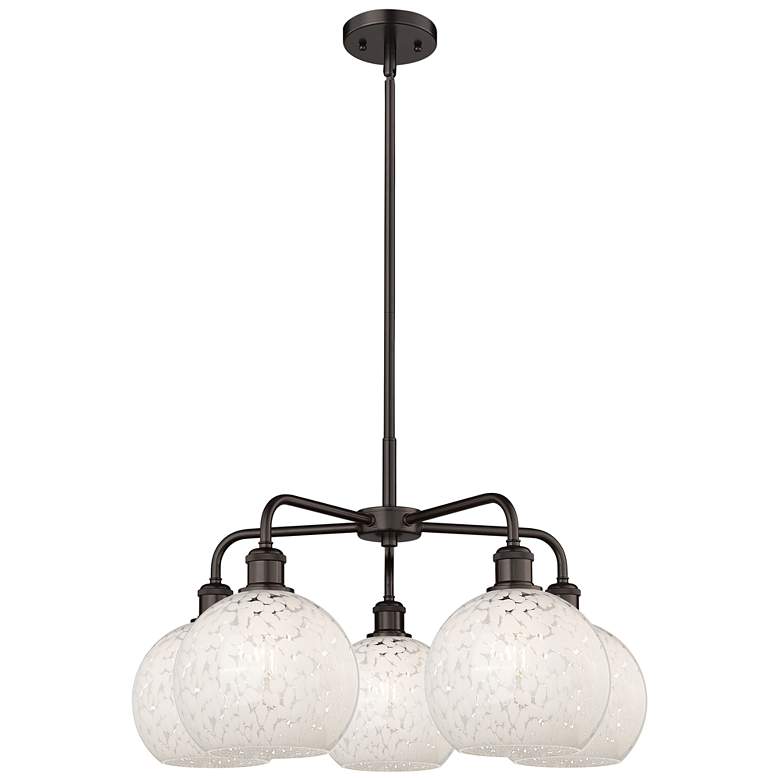 Image 1 Ballston 26"W 5 Light Oiled Bronze Stemmed Chandelier w/ Mouchette Sha