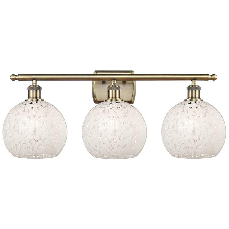 Image 1 Ballston 28" Wide 3 Light Antique Brass Bath Light w/ White Mouchette
