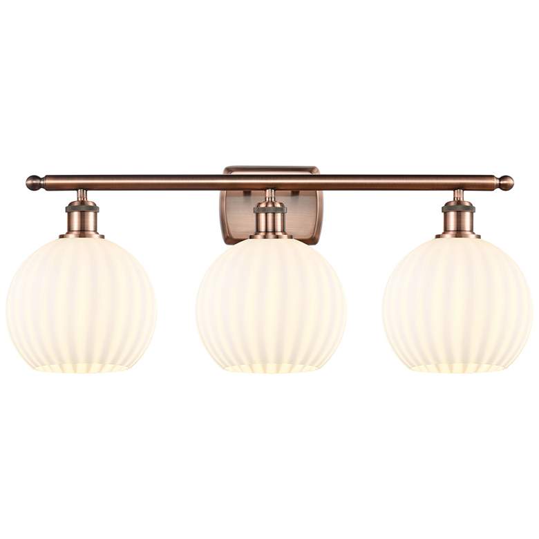 Image 1 Ballston 28" Wide 3 Light Antique Copper Bath Light w/ White Venetian