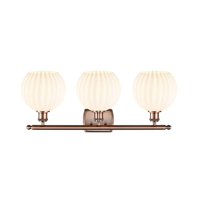 Image 2 Ballston 28" Wide 3 Light Antique Copper Bath Light w/ White Venetian more views