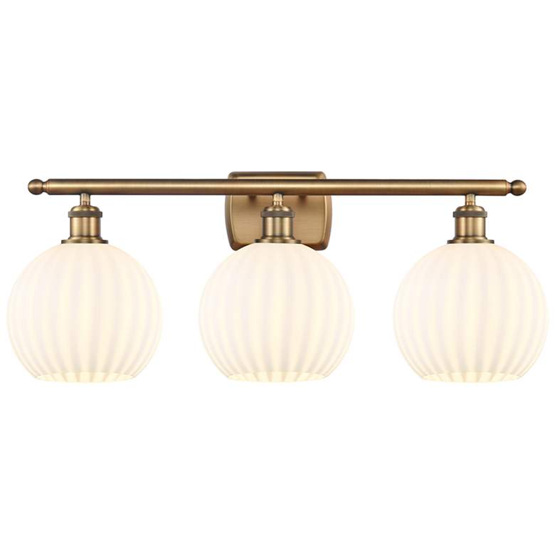 Image 1 Ballston 28" Wide 3 Light Brushed Brass Bath Light w/ White Venetian S