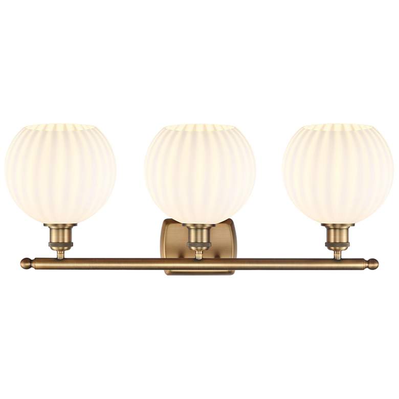 Image 3 Ballston 28" Wide 3 Light Brushed Brass Bath Light w/ White Venetian S more views