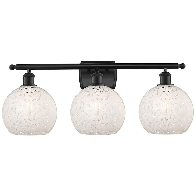 Image 1 Ballston 28" Wide 3 Light Matte Black Bath Light With White Mouchette