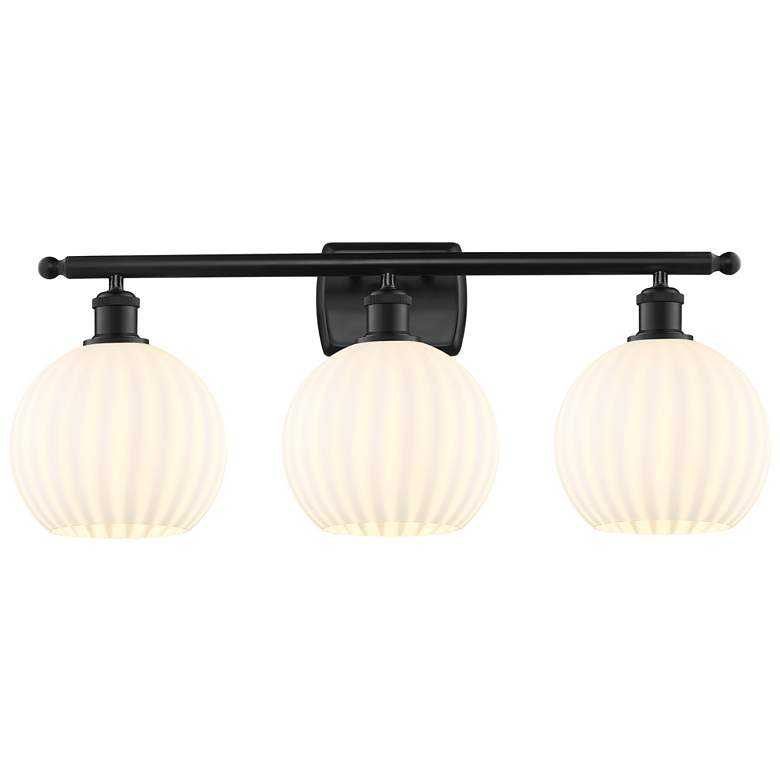 Image 1 Ballston 28" Wide 3 Light Matte Black Bath Light With White Venetian S