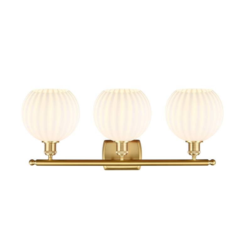 Image 2 Ballston 28" Wide 3 Light Satin Gold Bath Light With White Venetian Sh more views