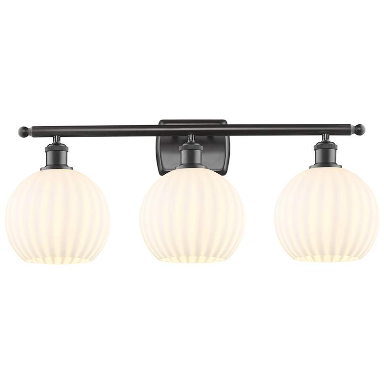 Image 1 Ballston 28"W 3 Light Oil Rubbed Bronze Bath Light w/ White Venetian S
