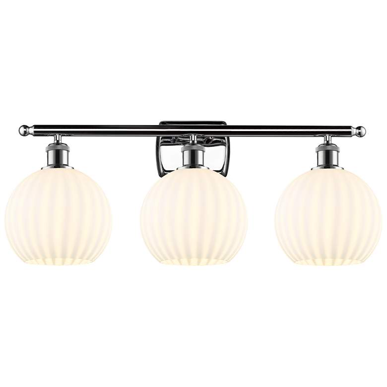Image 1 Ballston 28"W 3 Light Polished Chrome Bath Light w/ White Venetian Sha