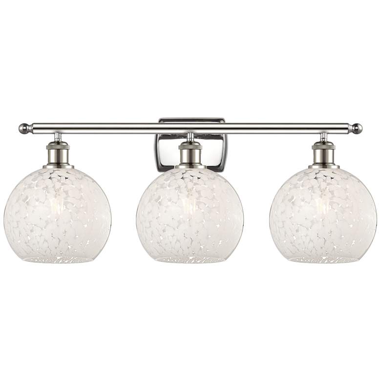 Image 1 Ballston 28"W 3 Light Polished Nickel Bath Light w/ White Mouchette Sh