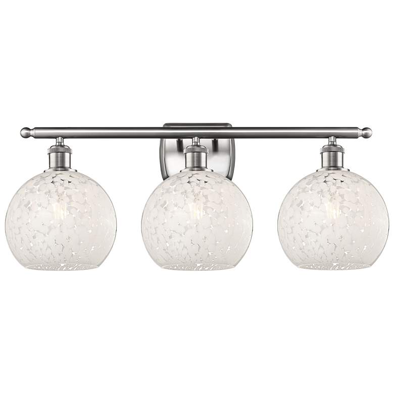 Image 1 Ballston 28"W 3 Light Satin Nickel Bath Light w/ White Mouchette Shade