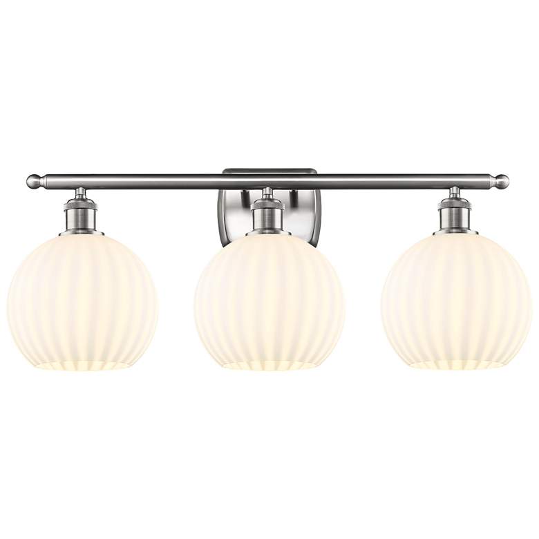 Image 1 Ballston 28"W 3 Light Satin Nickel Bath Light w/ White Venetian Shade