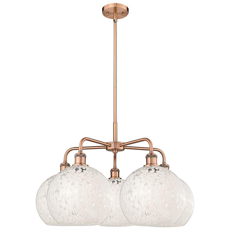 Image 1 Ballston 28"W 5 Light Copper Stemmed Chandelier w/ White Mouchette Sha