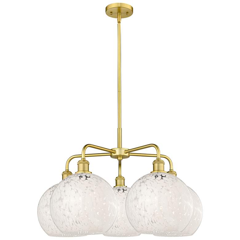 Image 1 Ballston 28"W 5 Light Gold Stemmed Chandelier w/ White Mouchette Shade