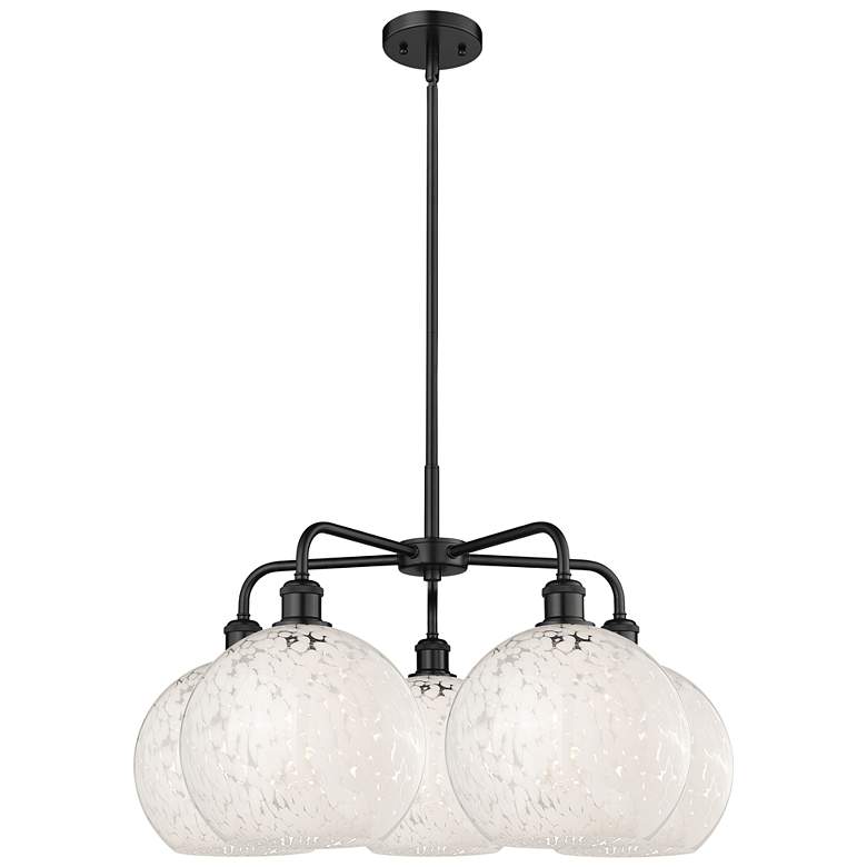 Image 1 Ballston 28"W 5 Light Matte Black Stemmed Chandelier w/ Mouchette Shad