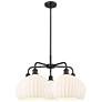 Ballston 28"W 5 Light Matte Black Stemmed Chandelier w/ Venetian Shade