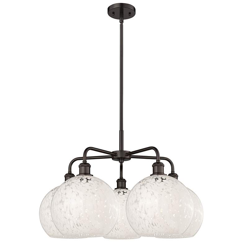 Image 1 Ballston 28"W 5 Light Oiled Bronze Stemmed Chandelier w/ Mouchette Sha