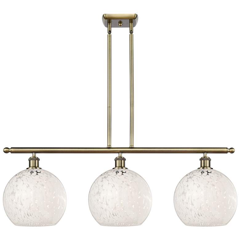 Image 1 Ballston 36.5"W 3 Light Antique Brass Stem Island Light w/ Mouchette S