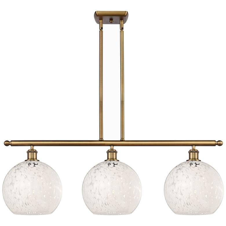 Image 1 Ballston 36.5"W 3 Light Brushed Brass Stem Island Light w/ Mouchette S