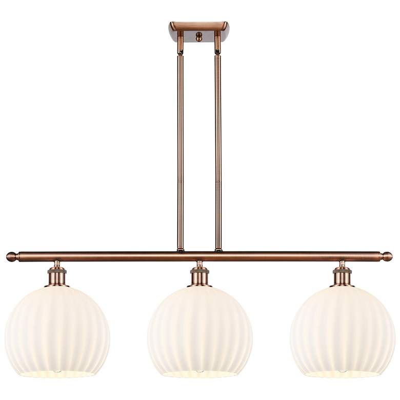 Image 1 Ballston 36.5"W 3 Light Copper Stemmed Island Light w/ White Venetian