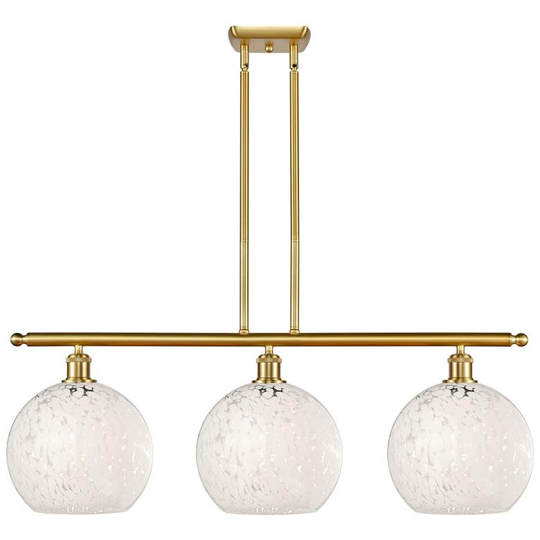 Image 1 Ballston 36.5"W 3 Light Gold Stemmed Island Light w/ White Mouchette S