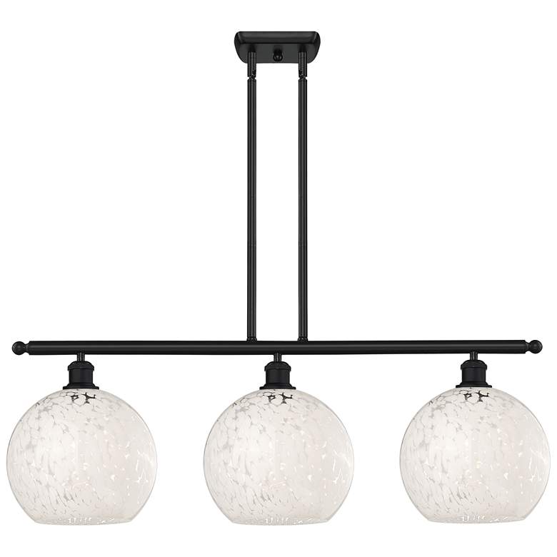Image 1 Ballston 36.5"W 3 Light Matte Black Stemmed Island Light w/ Mouchette