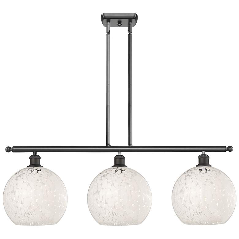 Image 1 Ballston 36.5"W 3 Light Oiled Bronze Stem Island Light w/ Mouchette Sh