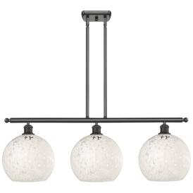 Ballston 36.5"W 3 Light Oiled Bronze Stem Island Light w/ Mouchette Sh Ballston 36.5"W 3 Light Oiled Bronze Stem Island Light w/ Mouchette Sh