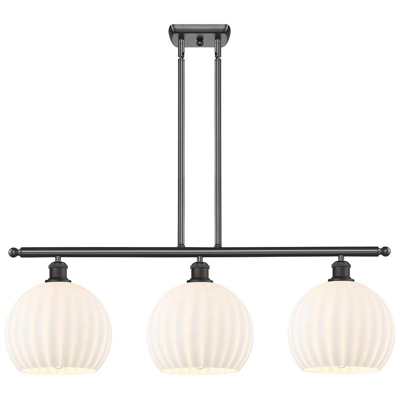 Image 1 Ballston 36.5"W 3 Light Oiled Bronze Stemmed Island Light w/ Venetian