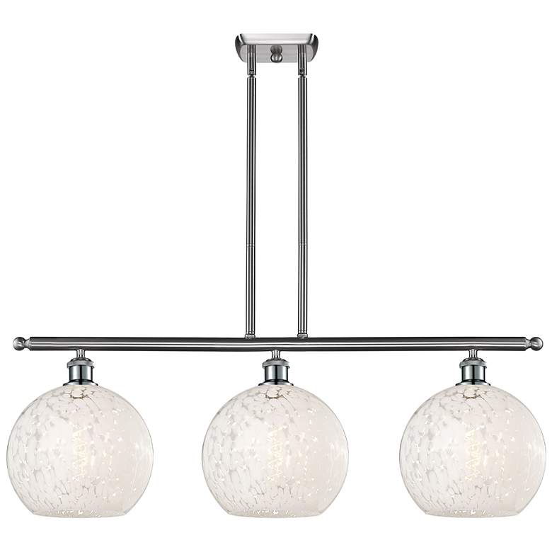 Image 1 Ballston 36.5"W 3 Light Satin Nickel Stem Island Light w/ Mouchette Sh