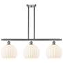 Ballston 36.5"W 3 Light Satin Nickel Stemmed Island Light w/ Venetian