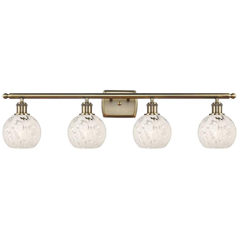 Image 1 Ballston 36" Wide 4 Light Antique Brass Bath Light w/ White Mouchette