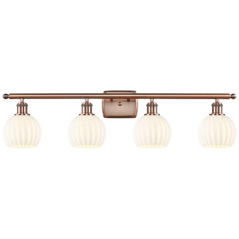 Image 1 Ballston 36" Wide 4 Light Antique Copper Bath Light w/ White Venetian