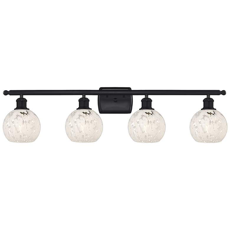 Image 1 Ballston 36" Wide 4 Light Matte Black Bath Light With White Mouchette