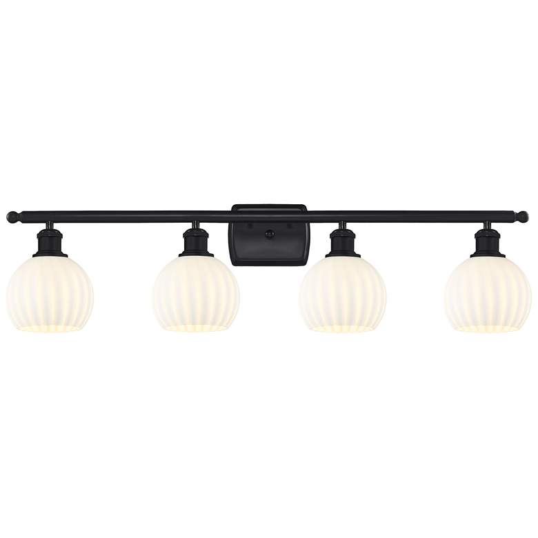 Image 1 Ballston 36" Wide 4 Light Matte Black Bath Light With White Venetian S