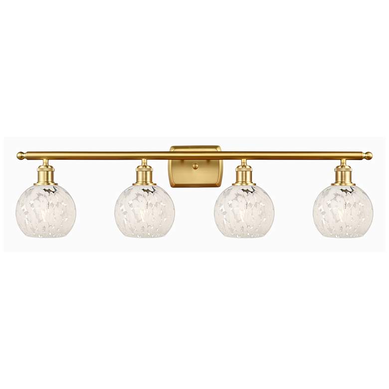Image 1 Ballston 36" Wide 4 Light Satin Gold Bath Light With White Mouchette S