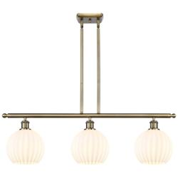 Ballston 36"W 3 Light Antique Brass Stem Island Light w/ 8" Venet