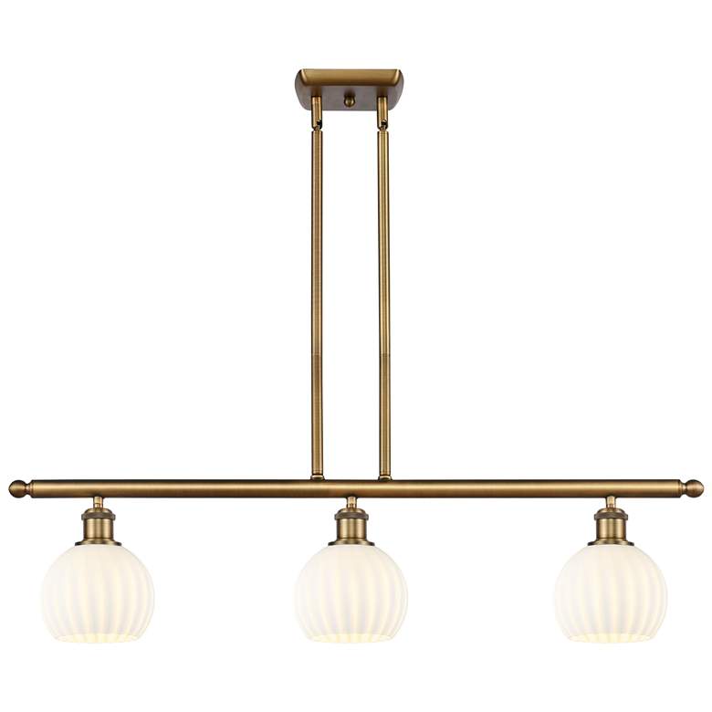 Image 1 Ballston 36"W 3 Light Brushed Brass Stem Island Light w/ 6" Venet
